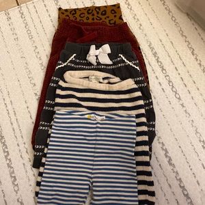Bundle of 5 baby pants in various prints, various brands